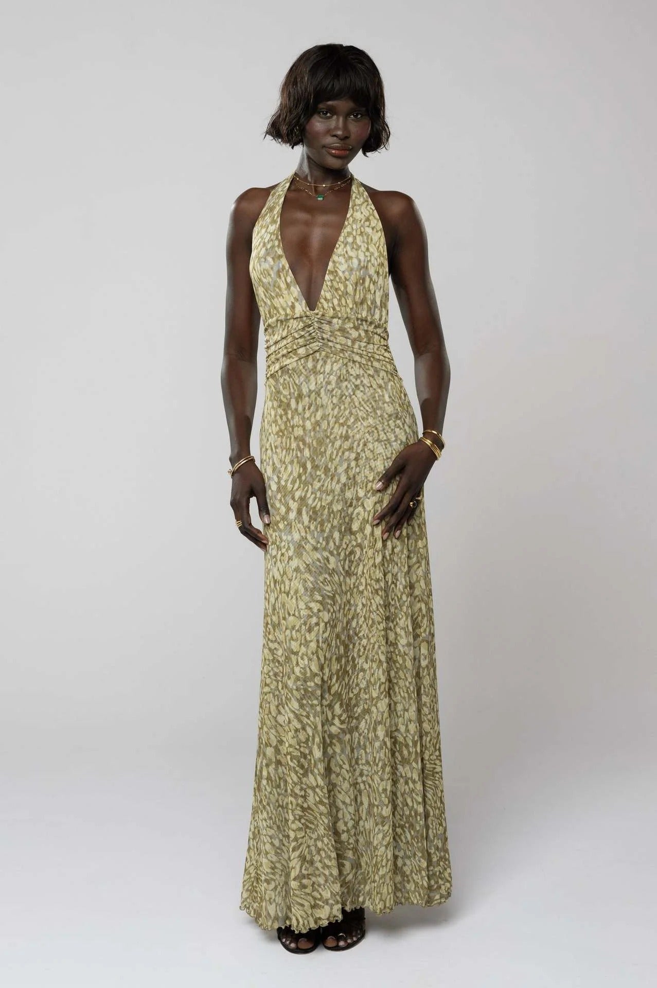 Vestido maxi con escote en V para mujer - Elegancia sofisticada para verano