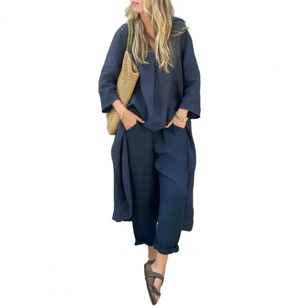 Conjunto de Dos Piezas con Pantalón de Pernera Ancha | Estilo Elegante