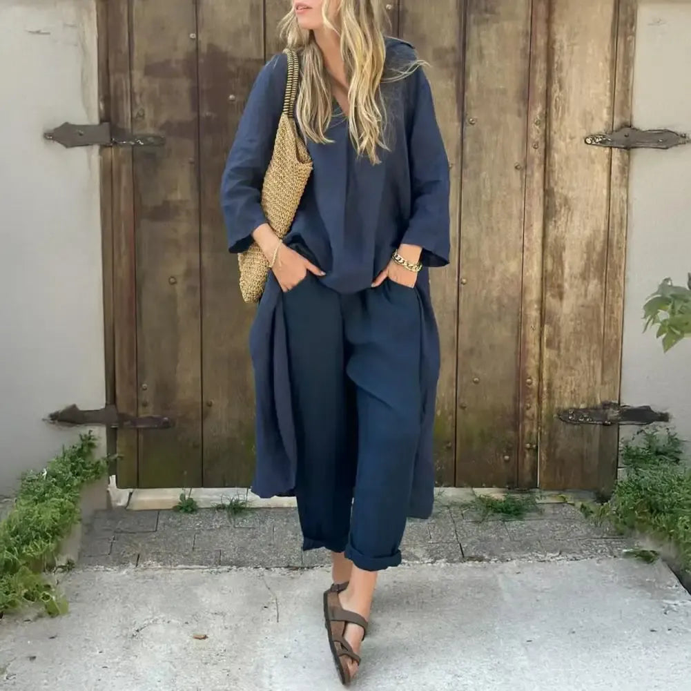 Conjunto de Dos Piezas con Pantalón de Pernera Ancha | Estilo Elegante