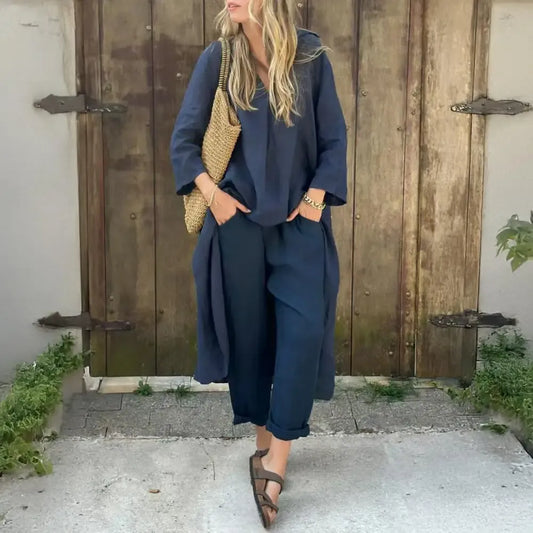 Conjunto de Dos Piezas con Pantalón de Pernera Ancha | Estilo Elegante