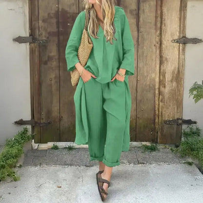 Conjunto de Dos Piezas con Pantalón de Pernera Ancha | Estilo Elegante