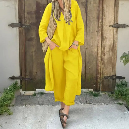 Conjunto de Dos Piezas con Pantalón de Pernera Ancha | Estilo Elegante