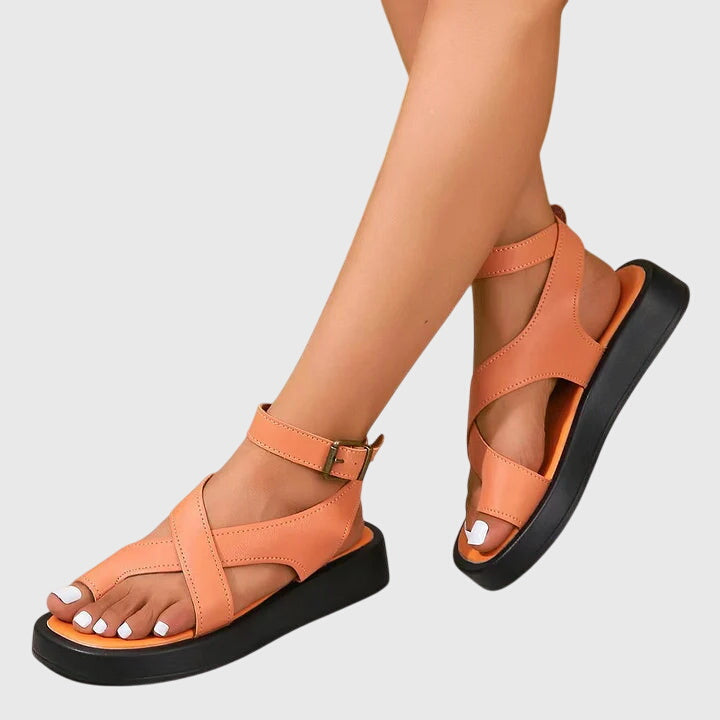 Imogen | Women's Strappy Gladiator Platform Sandals - Orange - Image 7