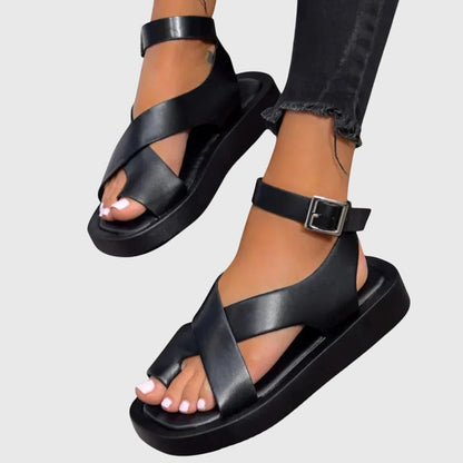 Imogen | Women's Strappy Gladiator Platform Sandals - Orange - Image 9