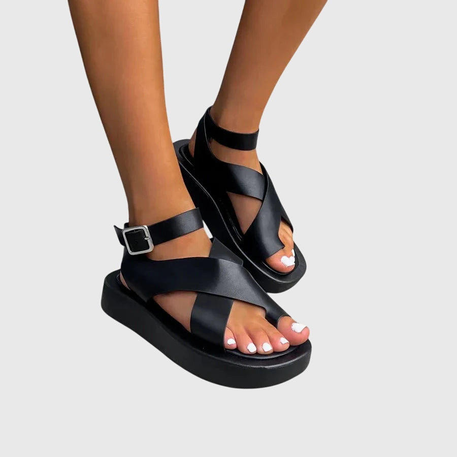 Sandalias gladiator planas con tiras anchas para mujer