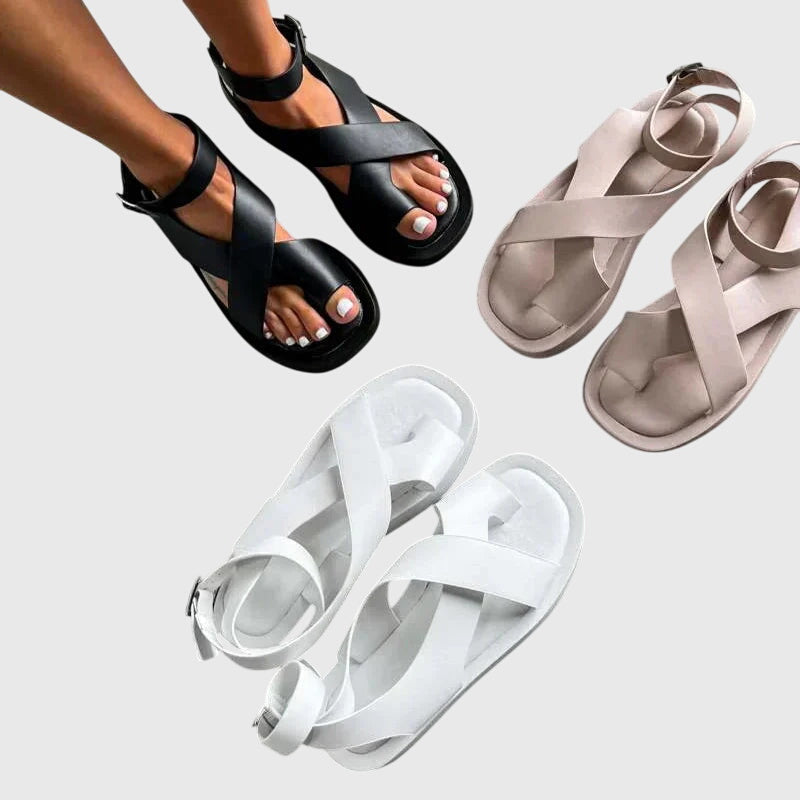 Sandalias gladiator planas con tiras anchas para mujer