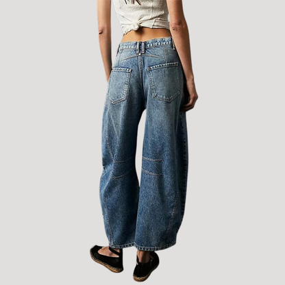 Pantalón vaquero pernera barril estampado leopardo para mujer - Tenden