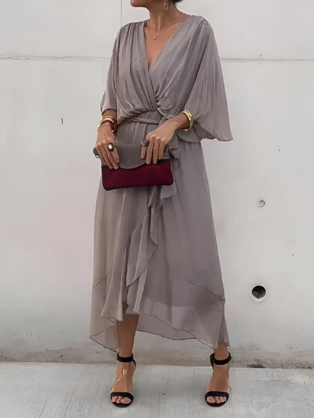 Aurora | Vestido de Gasa Envolvente en Midi
