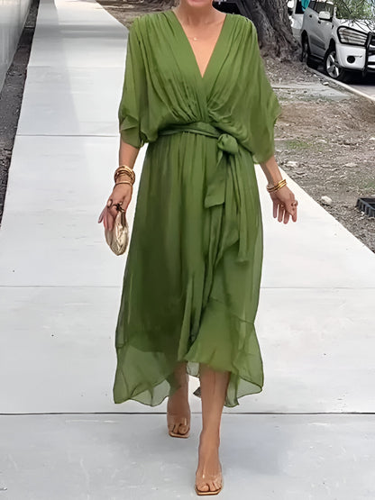Aurora | Vestido de Gasa Envolvente en Midi