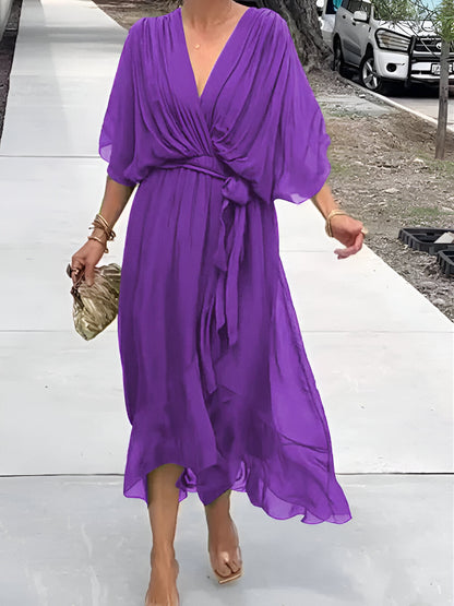 Aurora | Vestido de Gasa Envolvente en Midi