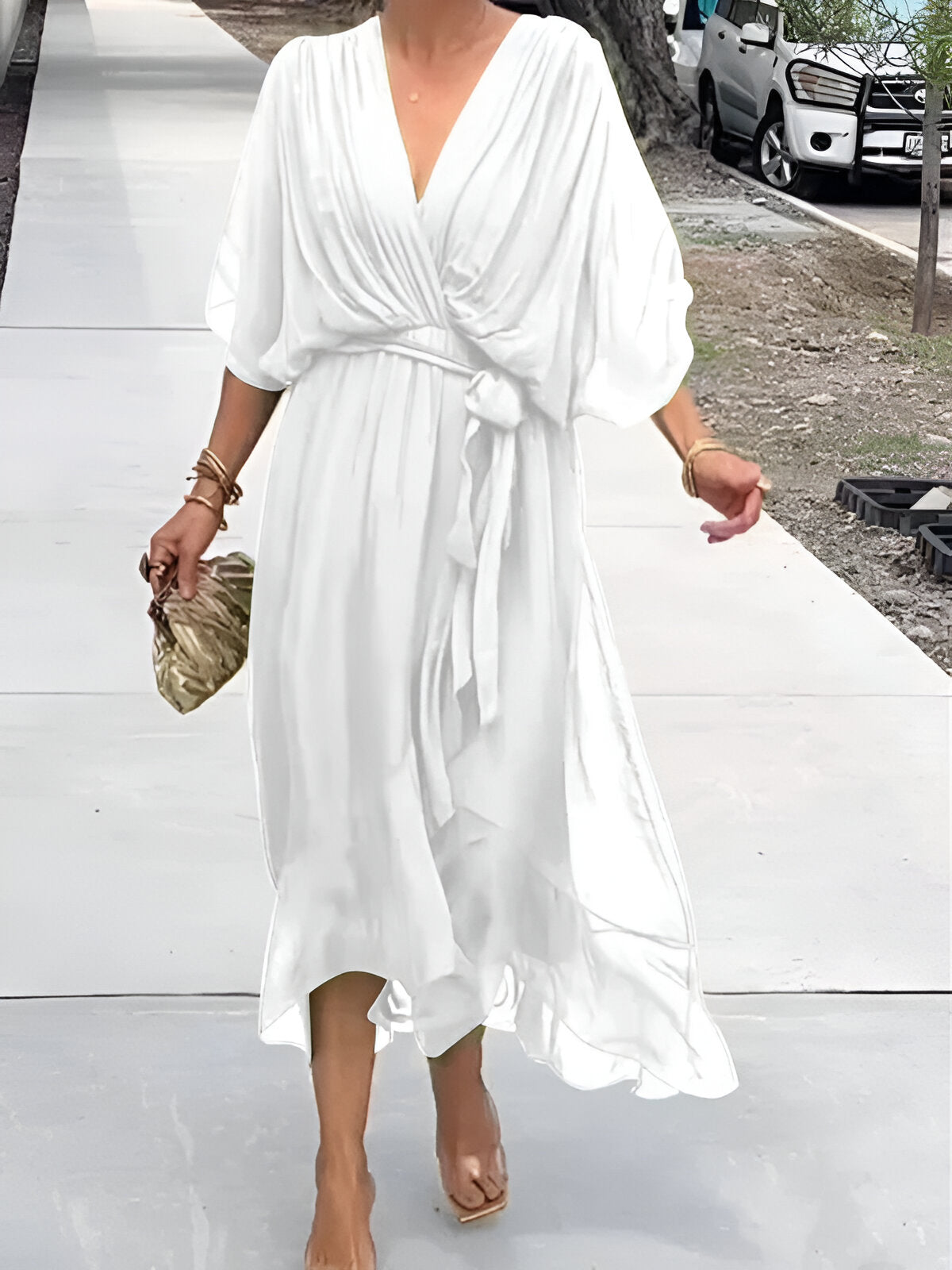 Aurora | Vestido de Gasa Envolvente en Midi