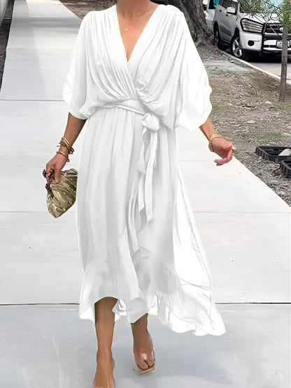 Aurora | Vestido de Gasa Envolvente en Midi