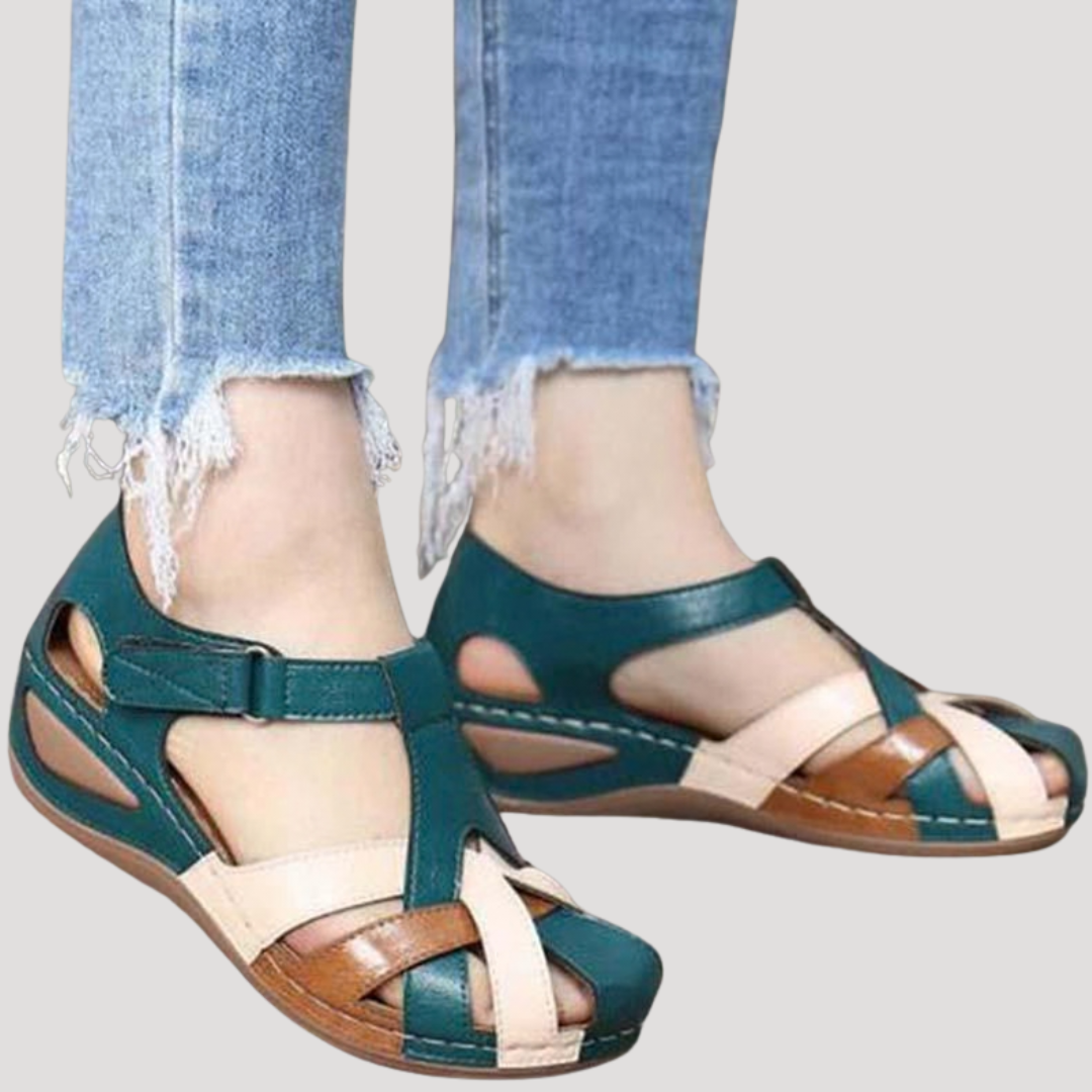 Zapatillas sandalias de tira tejidas con punta cerrada para mujer - Artesanal veraniego