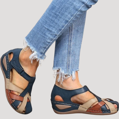Zapatillas sandalias de tira tejidas con punta cerrada para mujer - Artesanal veraniego
