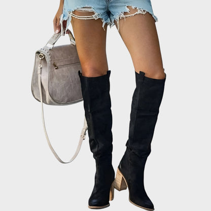 Diane | Botas de Cañón Alto de Ante con Tacón Elegante para Mujer
