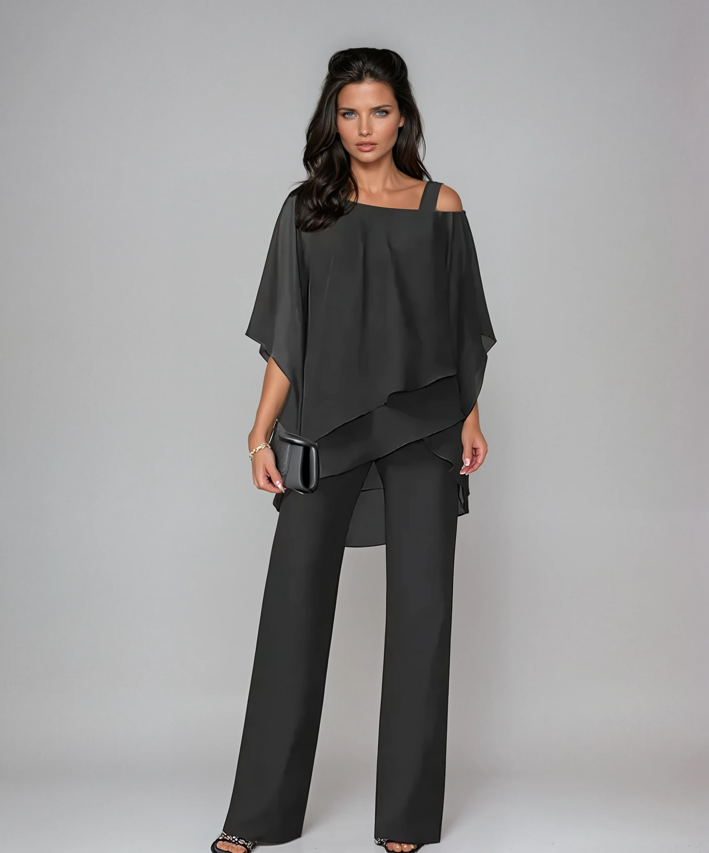 Conjunto de dos piezas con diseño superpuesto para mujer, elegante y versátil para uso diario o evento