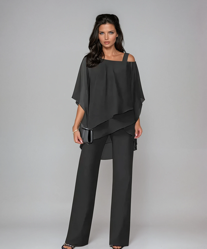 Conjunto de dos piezas con diseño superpuesto para mujer, elegante y versátil para uso diario o evento