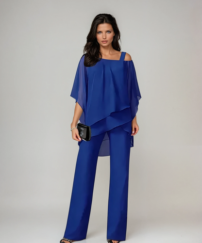 Conjunto de dos piezas con diseño superpuesto para mujer, elegante y versátil para uso diario o evento