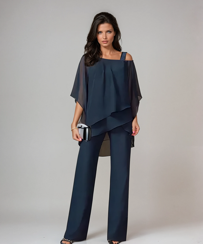 Conjunto de dos piezas con diseño superpuesto para mujer, elegante y versátil para uso diario o evento