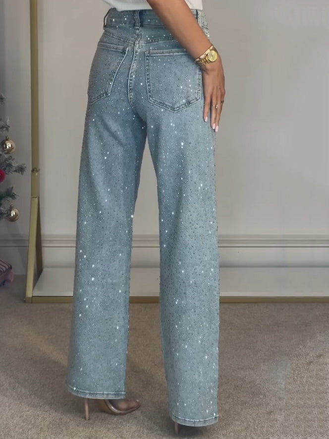 Kerenza | Jeans Anchos con Lentejuelas para Mujer de Verano con Estilo