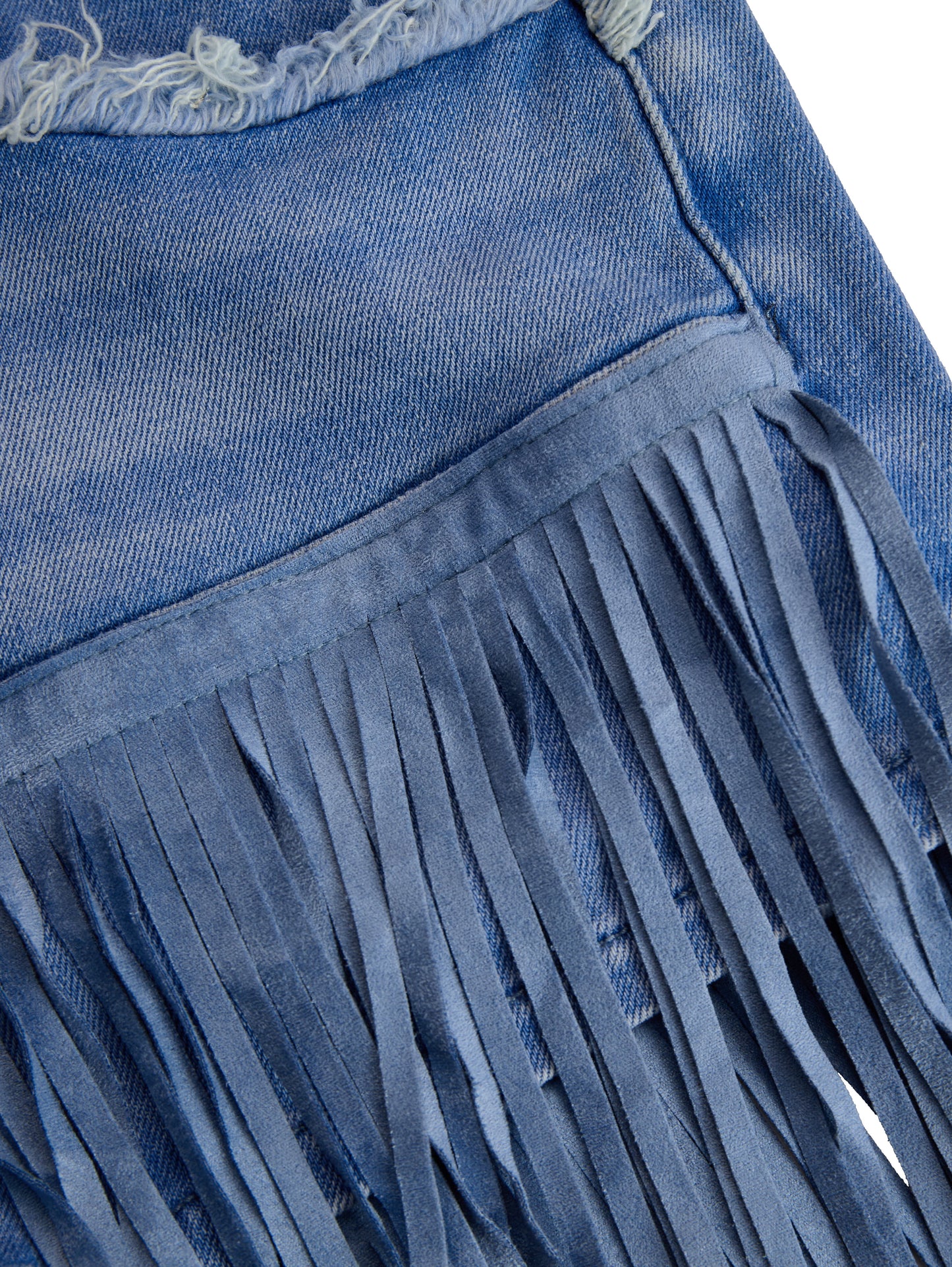 Falda Mini Flecos Alto Talle Azul