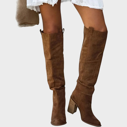Diane | Botas de Cañón Alto de Ante con Tacón Elegante para Mujer