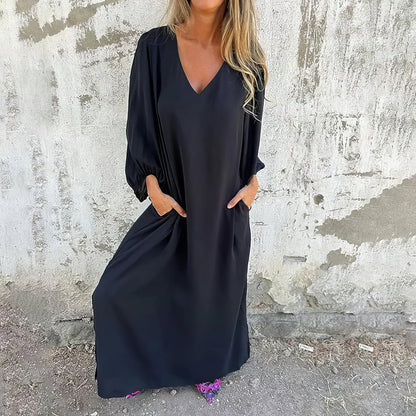 Vestido largo bohemio con bolsillos para mujer, ligero y versátil para verano