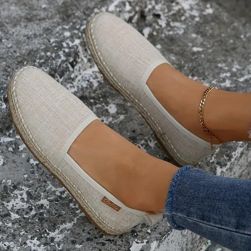 Lilia | Women's Slip On Espadrille Flats - Beige - Image 3