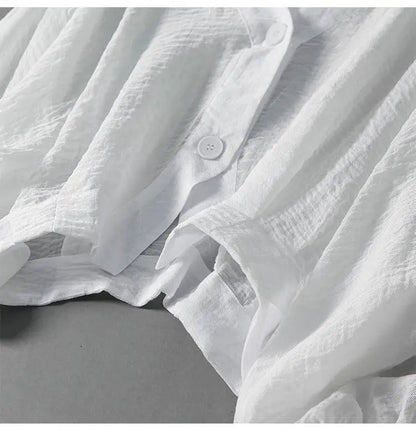 Blusa de Lino con Escote en V y Manga Murciélago | Verano Elegante