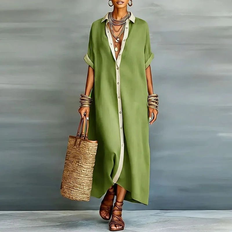 Vestido Midi con Manga Fruncida y Abertura Lateral | Estilo Elegante
