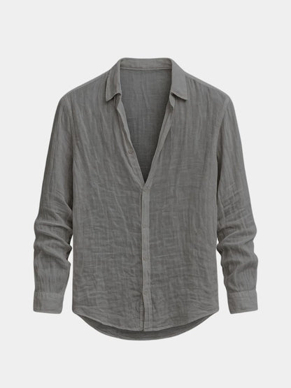 Camisa de lino veraniega para hombre, ligera y transpirable para verano o playa