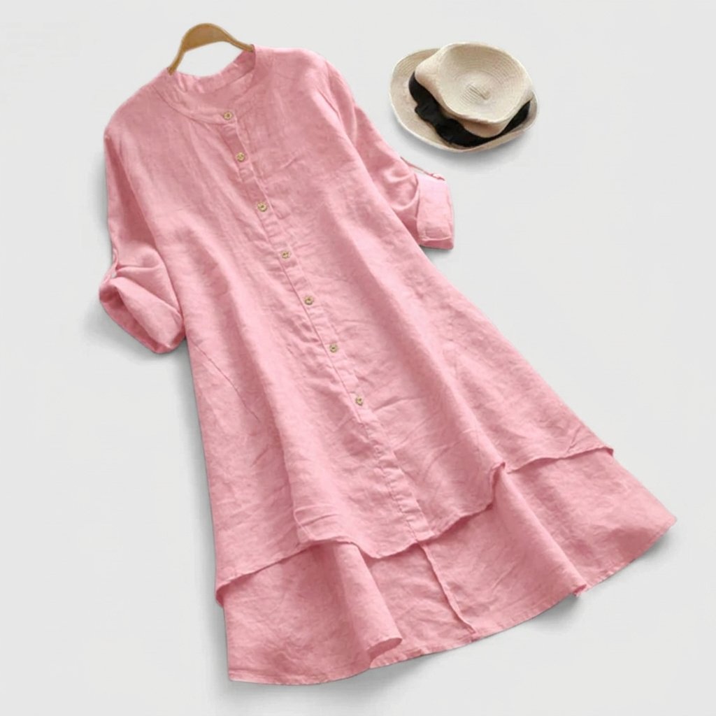 Vestido Lino Botones Delantero Hemisterior