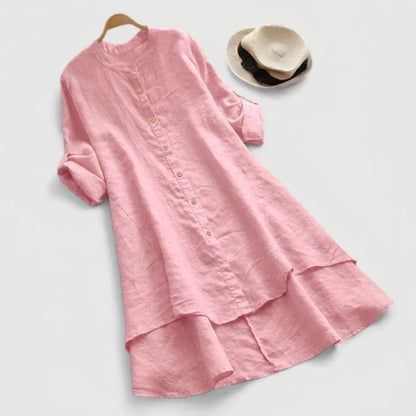 Vestido Lino Botones Delantero Hemisterior