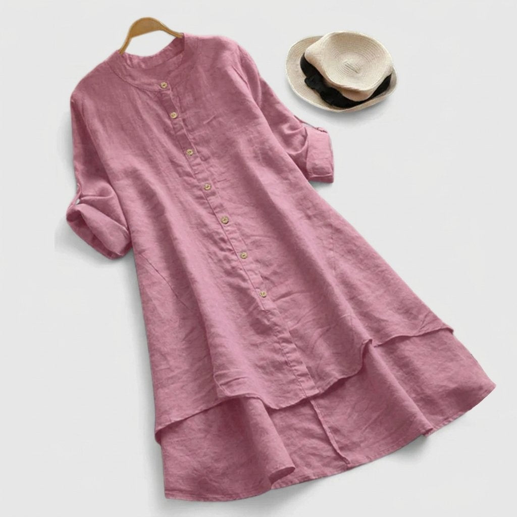 Vestido Lino Botones Delantero Hemisterior