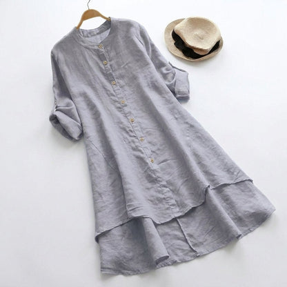 Vestido Lino Botones Delantero Hemisterior