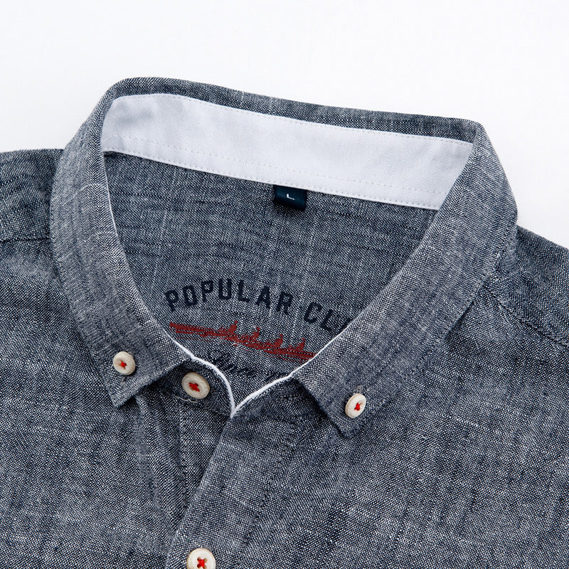 Camisa de lino con botones frontales para hombre, tejido ligero y transpirable, ideal para verano o vacaciones