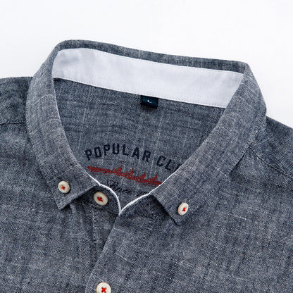 Camisa de lino con botones frontales para hombre, tejido ligero y transpirable, ideal para verano o vacaciones
