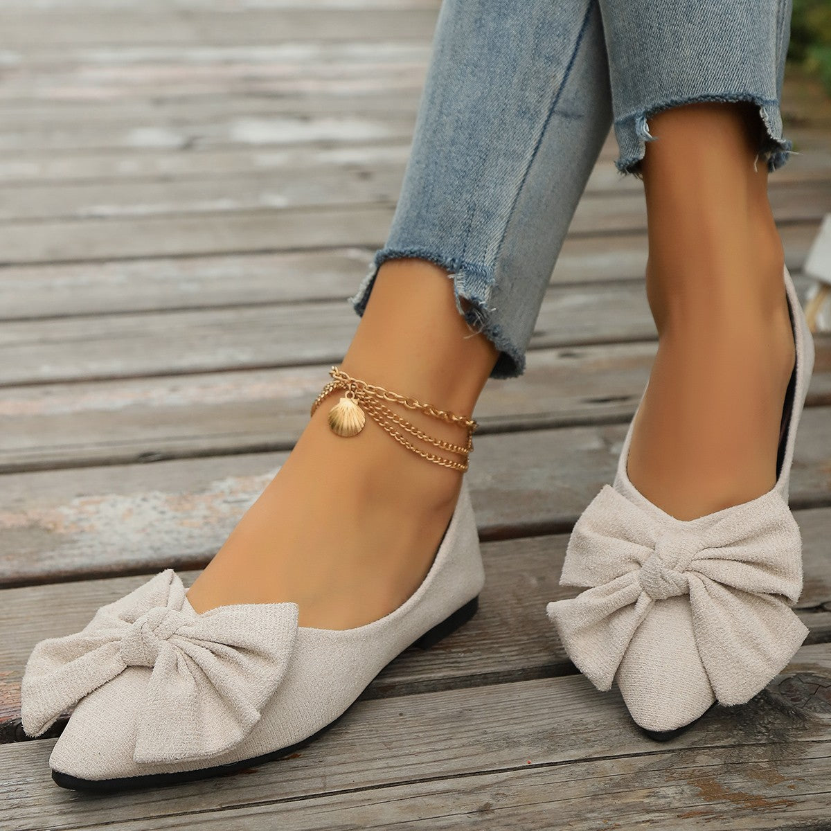 Lucinda | Women's Bow Detail Ballet Flats - Orange - Image 5
