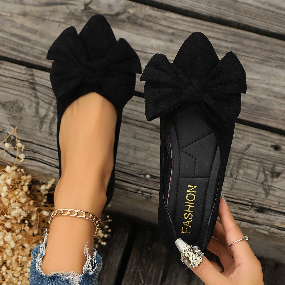Zapatillas bailarinas con detalle de lazo para mujer - Elegancia femenina y clásica