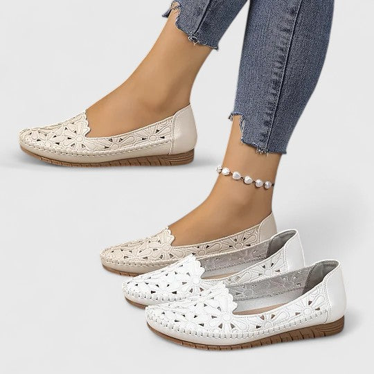 Lydia | Women's Perforated Slip On Flats - Image 1