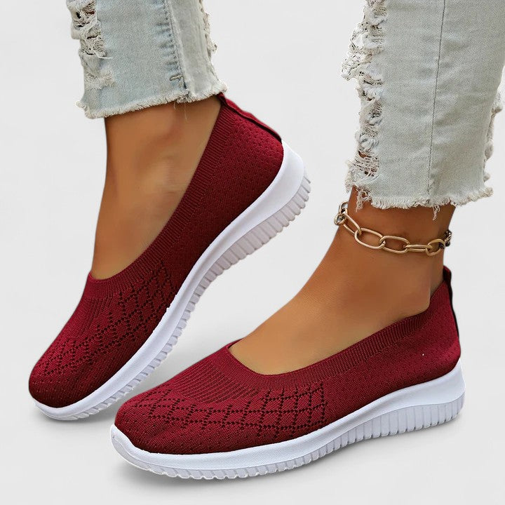 Zapatos ortopédicos slip-on con tejido transpirable y suela ergonómica para mujer, ligeros y cómodos para caminar o uso diario
