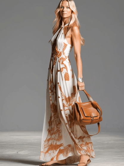 Vestido Maxi Estampado Tirantes Halter