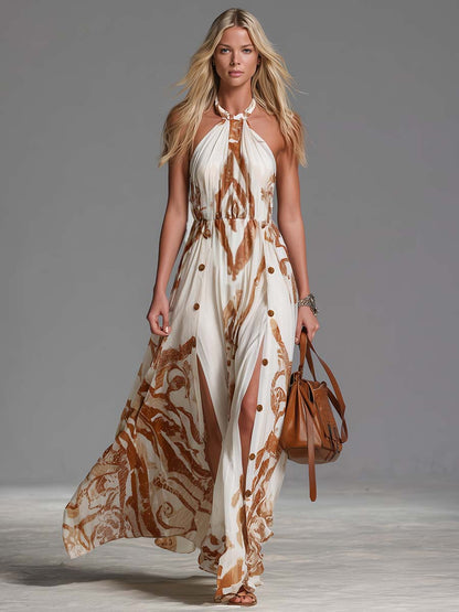 Vestido Maxi Estampado Tirantes Halter
