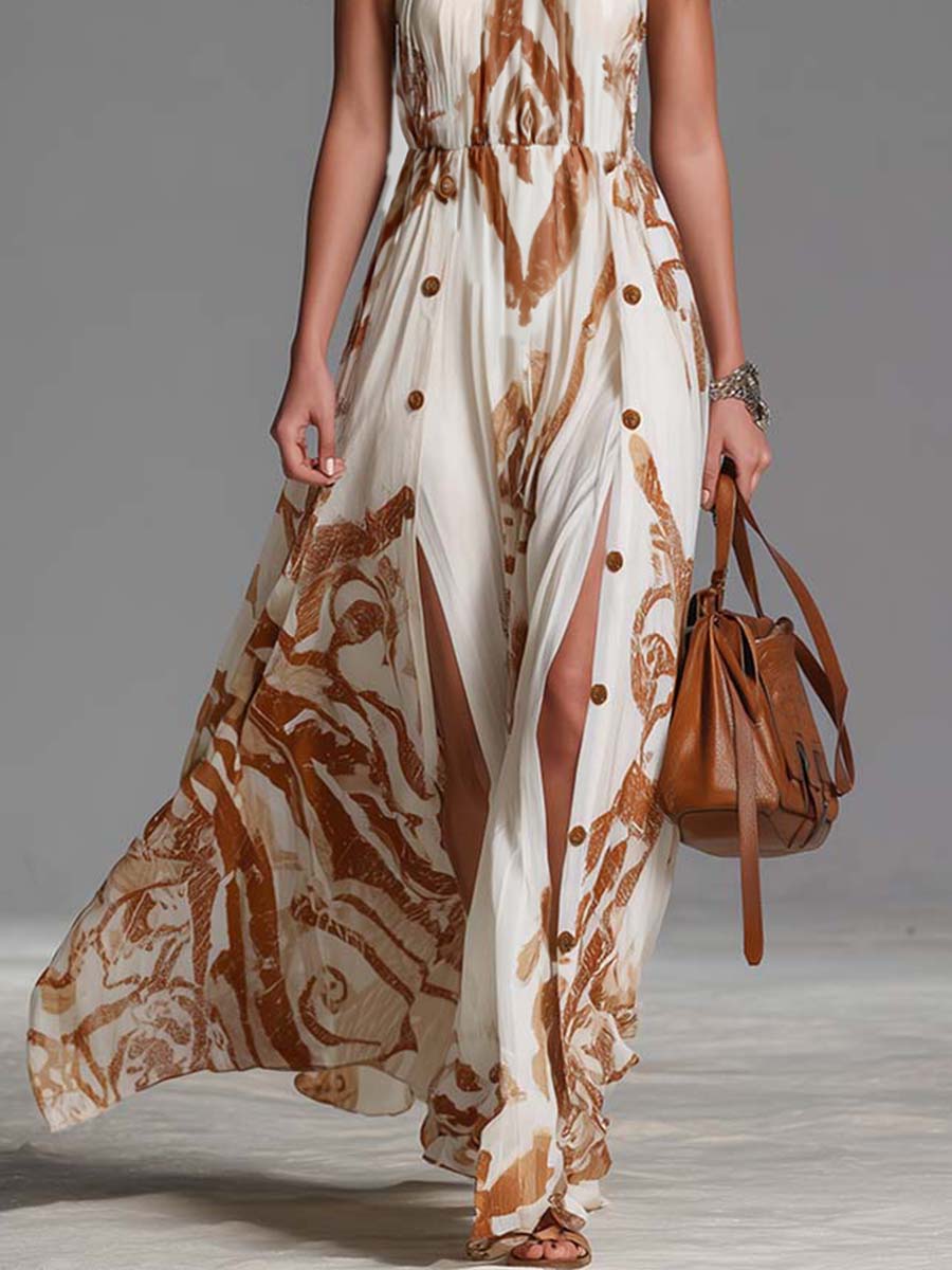 Vestido Maxi Estampado Tirantes Halter