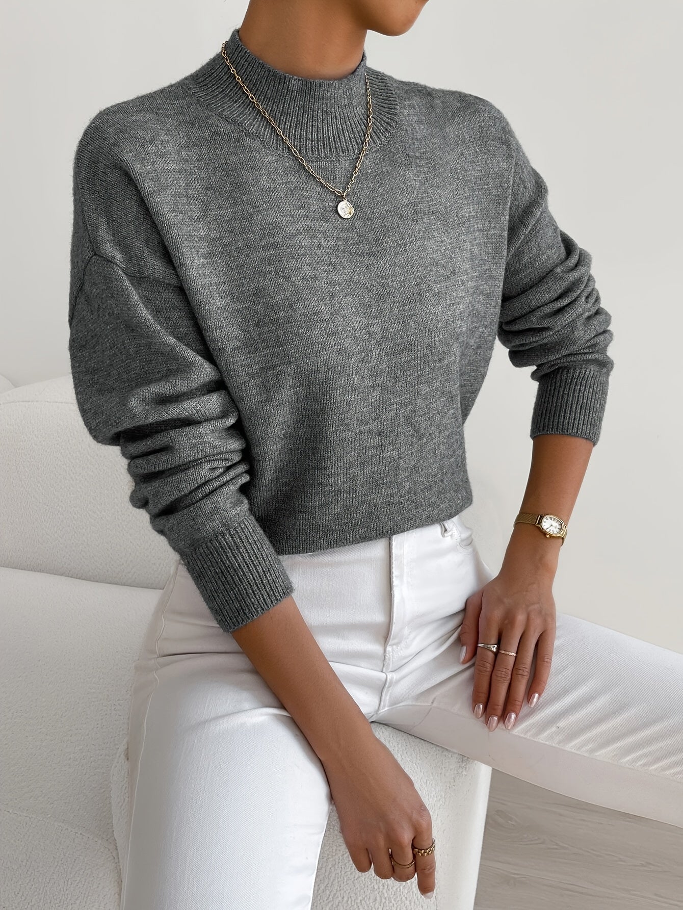 Yvonne | Jersey de Punto Elegante y Cálido con Cuello Standing para Mujer