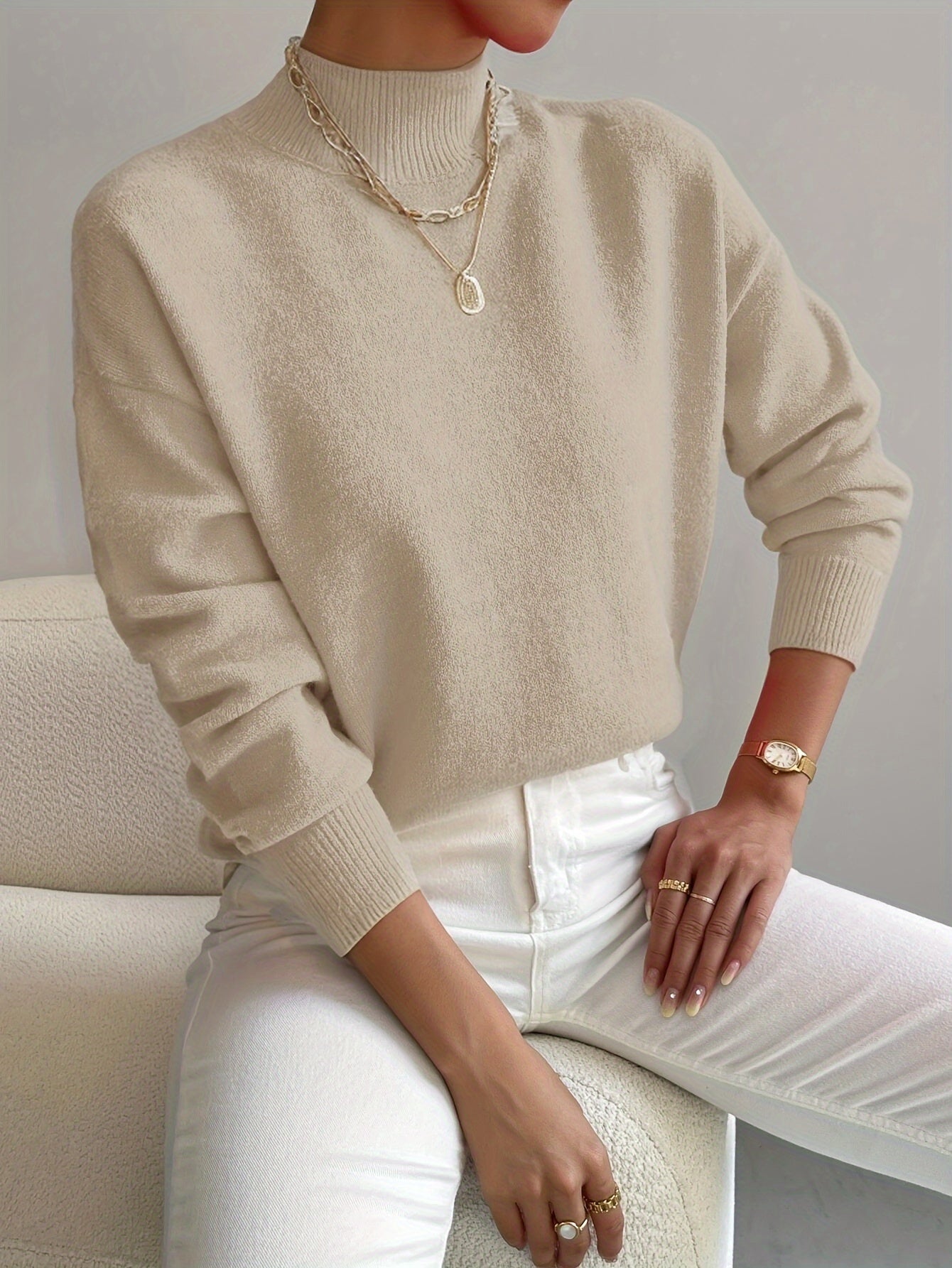 Yvonne | Jersey de Punto Elegante y Cálido con Cuello Standing para Mujer