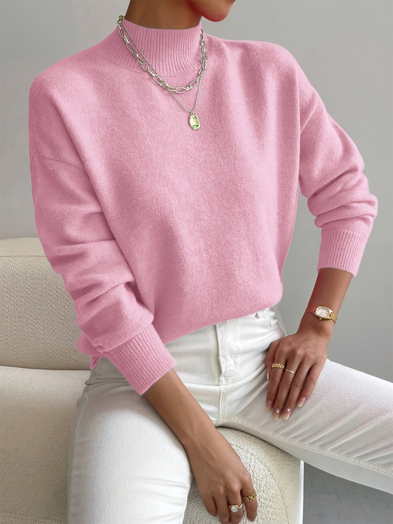 Yvonne | Jersey de Punto Elegante y Cálido con Cuello Standing para Mujer