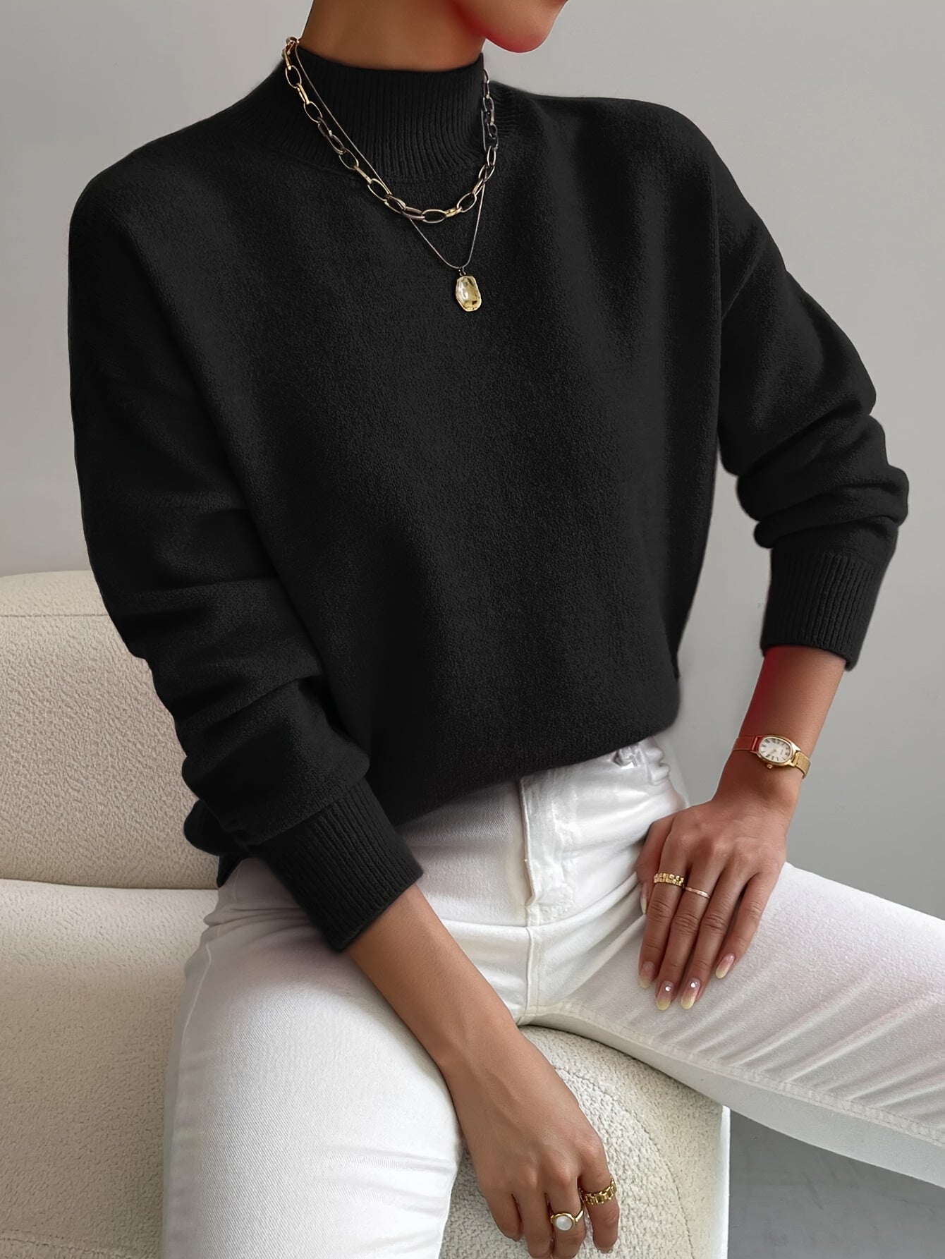 Yvonne | Jersey de Punto Elegante y Cálido con Cuello Standing para Mujer