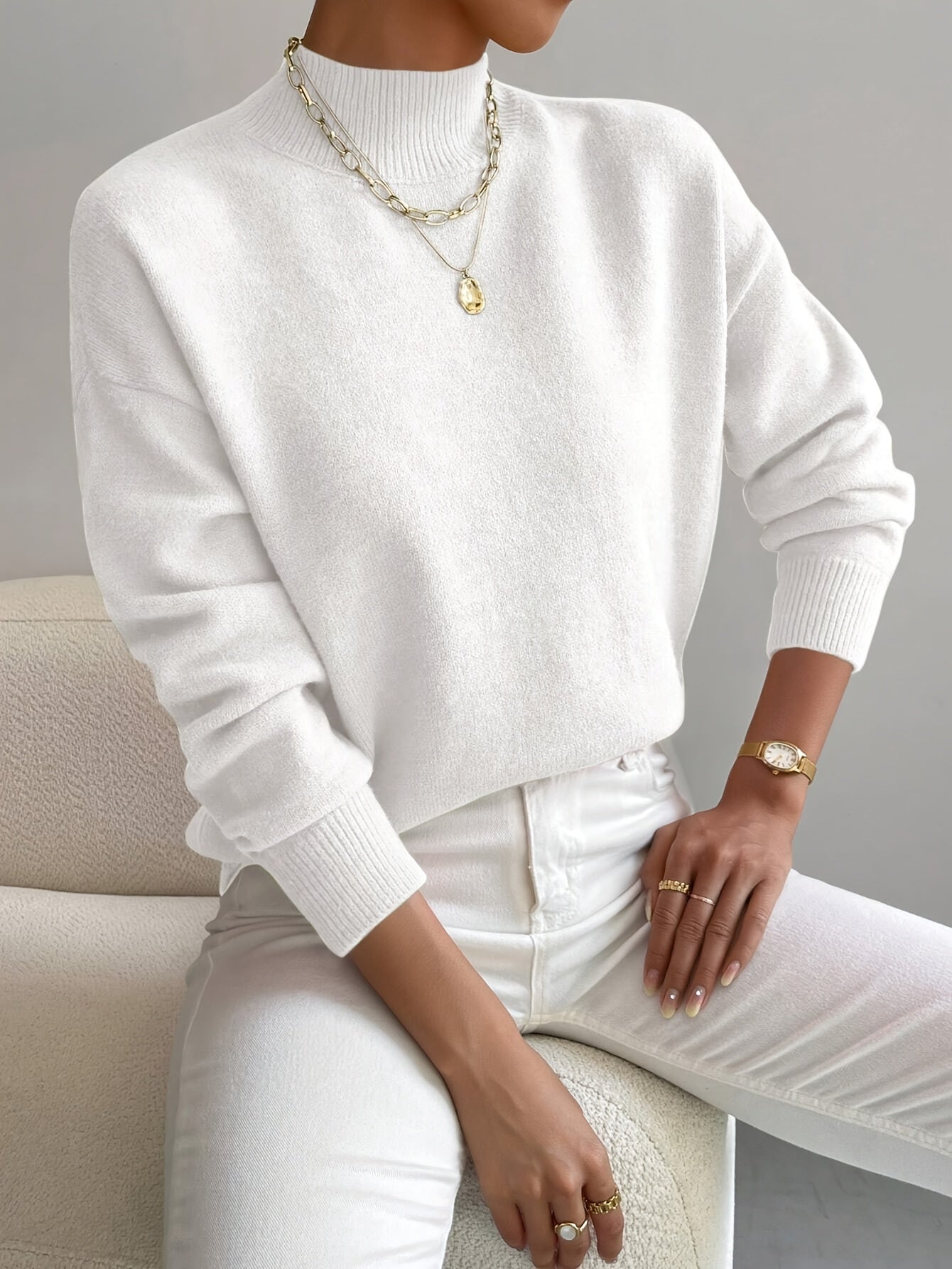 Yvonne | Jersey de Punto Elegante y Cálido con Cuello Standing para Mujer