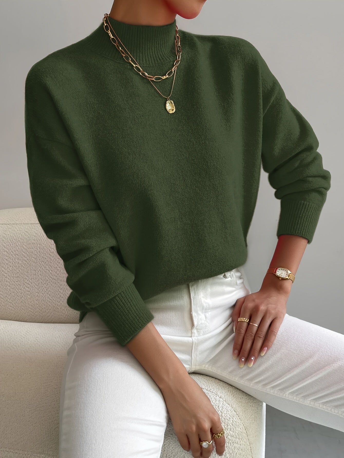 Yvonne | Jersey de Punto Elegante y Cálido con Cuello Standing para Mujer